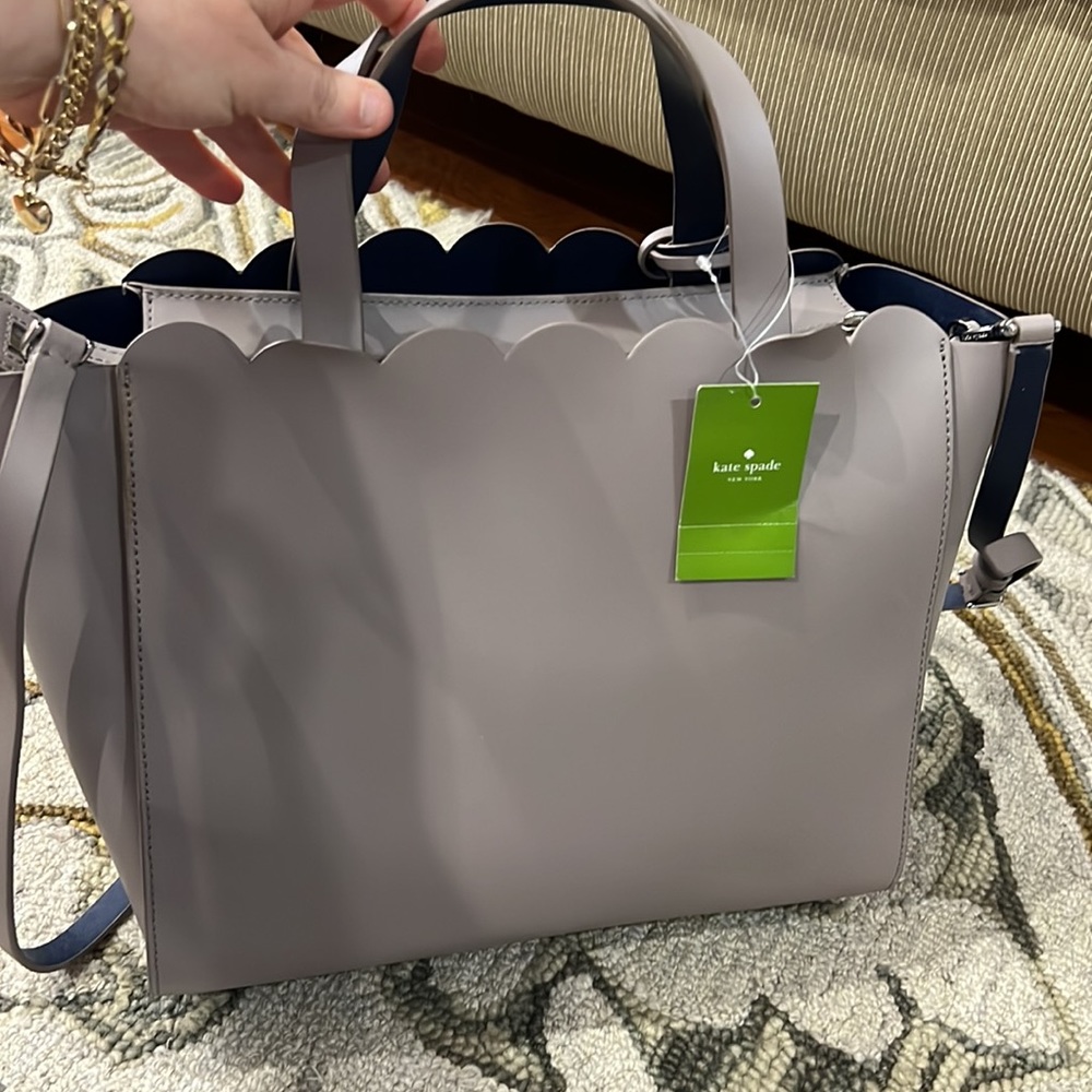 ♠️ Kate spade NWT $379 magnolia street small Mina gray blue leather satchel bag - Picture 3 of 15